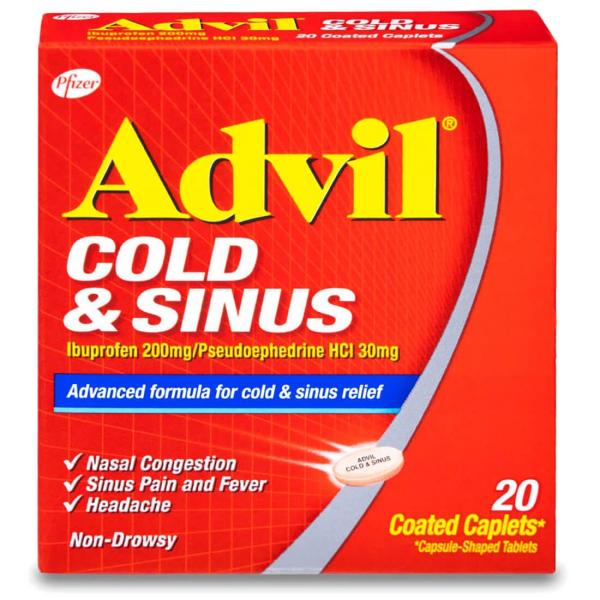 ADVIL COLD & SINUS COATED CAPLETS 20'S