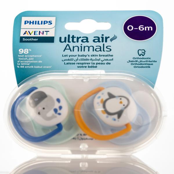 PHILIPS AVENT SOOTHER ULTRA AIR ANIMALS 0-6 MONTHS 2 PCS