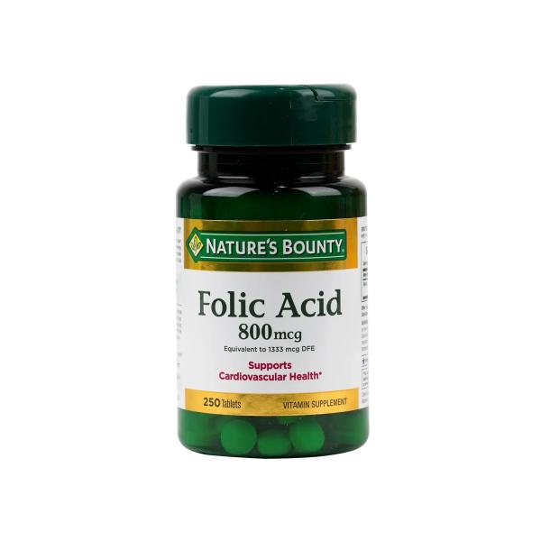 NATURES BOUNTY FOLIC ACID 800 MCG 250 TABLETS