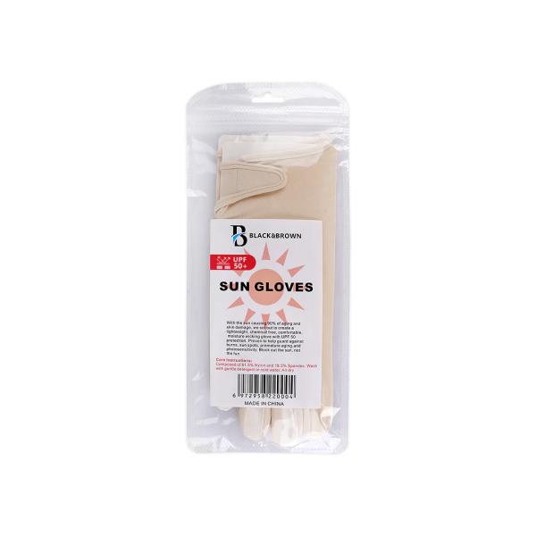 BLACK AND BROWN UPF 50+ SUNGLOVES (BEIGE)