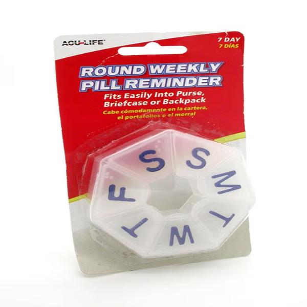 ACU-LIFE ROUND WEEKLY PILL REMIND BOX 104C