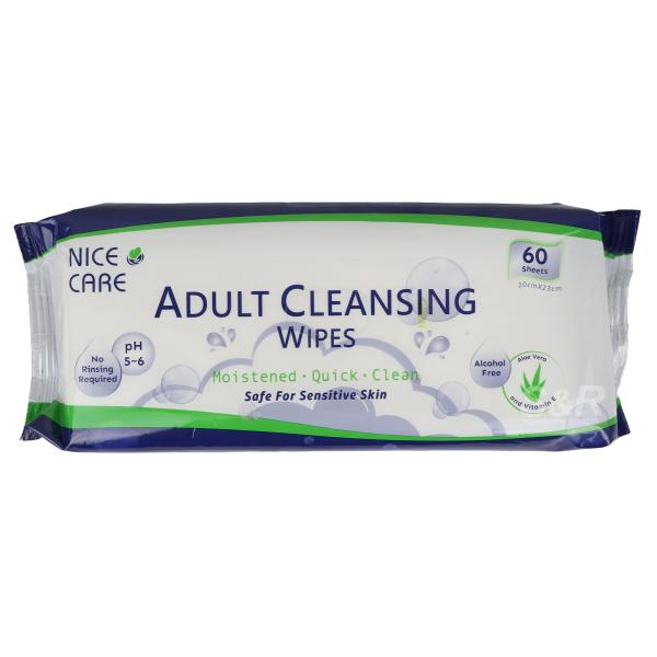 NICE CARE ADULT CLEANSING WIPES 60 PCS