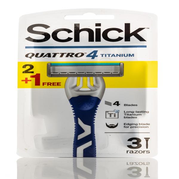 SCHICK QUATTRO DISP MEN 3 PCS 300303101