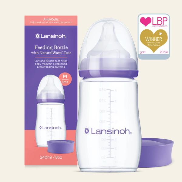 LANSINOH FEEDING BOTTLE WITH NATURAL WAVE TEAT 240 ML