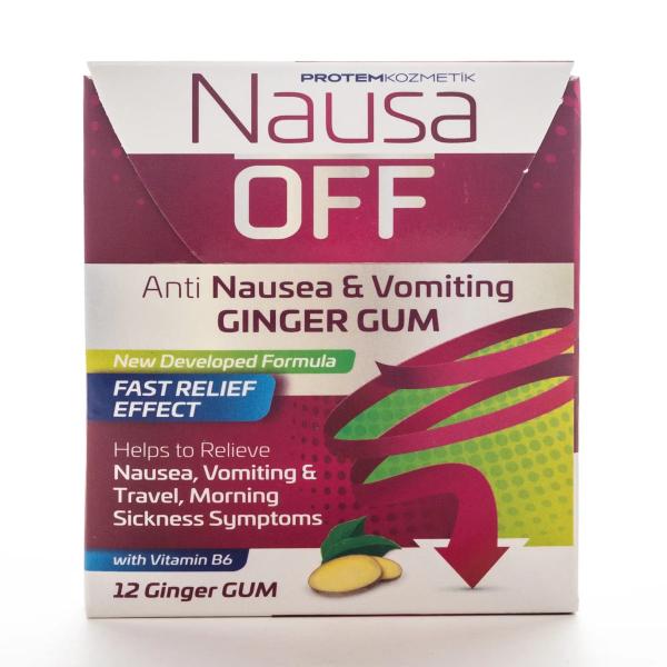 NAUSA OFF ANTI NAUSEA & VOMITING GINGER GUM 12'S