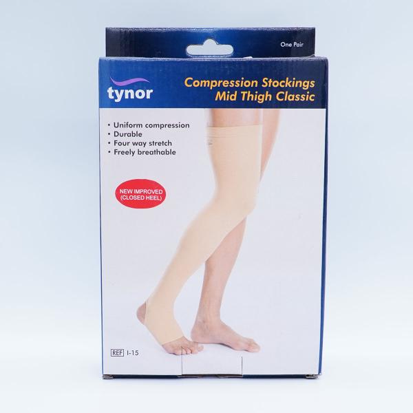 TYNOR COMPRESSION STOCKINGS MID THIGH I-15 M